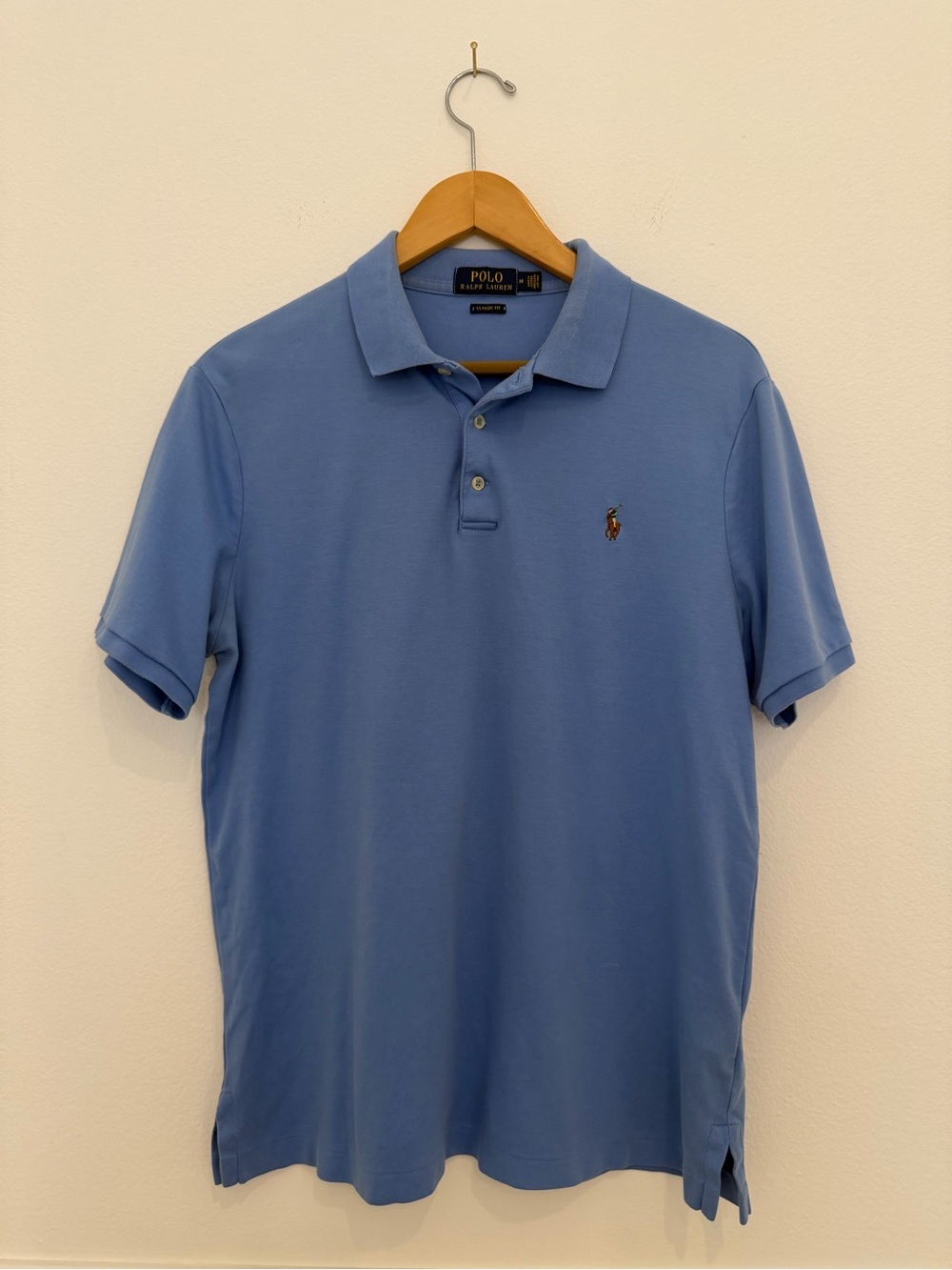 Polo Ralph Lauren Soft Touch Polo Shirt Blue Classic Fit Cotton Pony - Large
